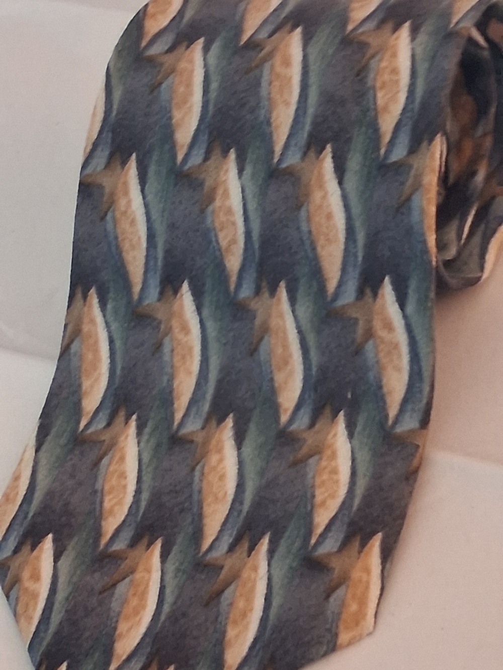 Christopher Reeve Collection Men's Silk Abstract Tie Blue & Orange
